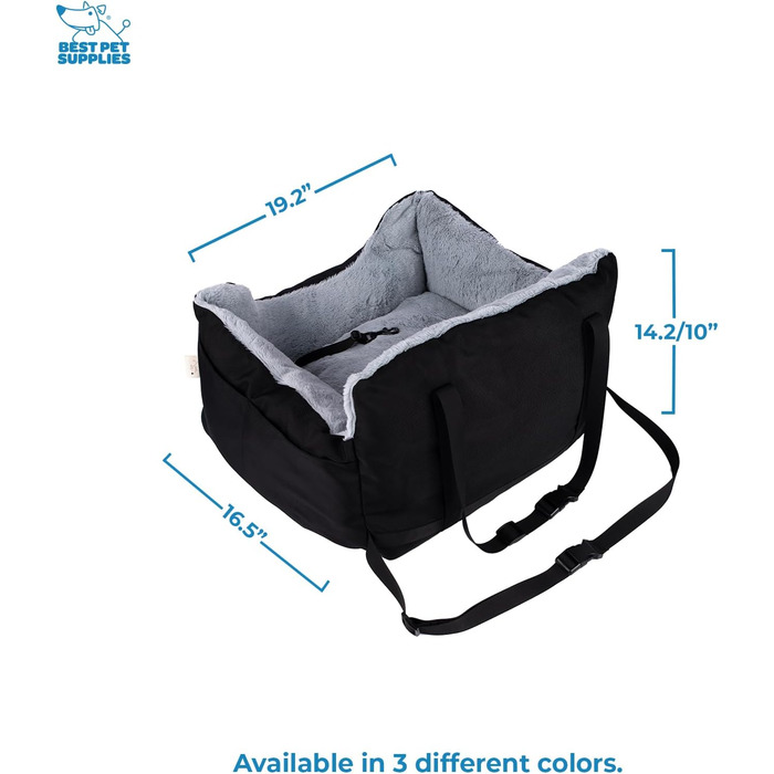 Підвищення для собак у автомобіль, вантажівка або SUV, з м'яким плюшевим килимком та високими бортиками, зручний матрац з безпечними ременями, чорний, 53x51x36 см