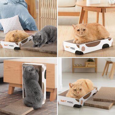 Набір з 3 кігтеточок для котів Happy Hachi з котячою м'ятою, міцний двосторонній когтеточний борд, ліжко, меблі для захисту