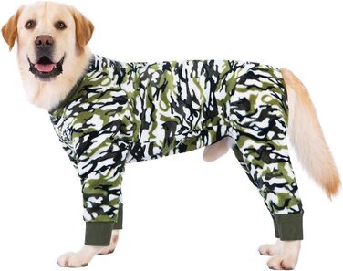 Теплий комбінезон для собак на зиму, після операцій, проти випадіння шерсті, зелений/камуфляж, розмір 26 (довжина спини 38 см, обхват грудей 60 см)