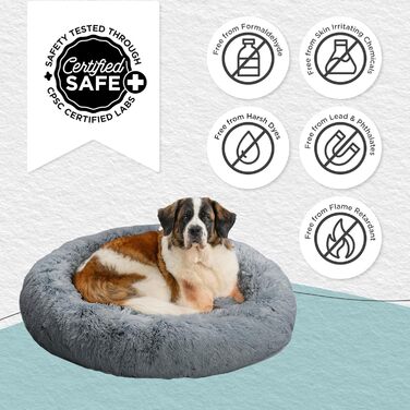 Лежак для котів і собак Best Friends by Sheri Calming Donut XL, сірий, 114 см, з плюшевого хутра