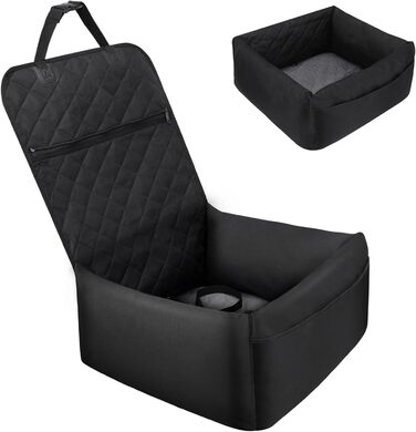 Автомобільне ліжко для собак Mozvvco 2-в-1, чорне. З безпечним ременем, вбираючою підстилкою та знімним чохлом. Для маленьких собак.