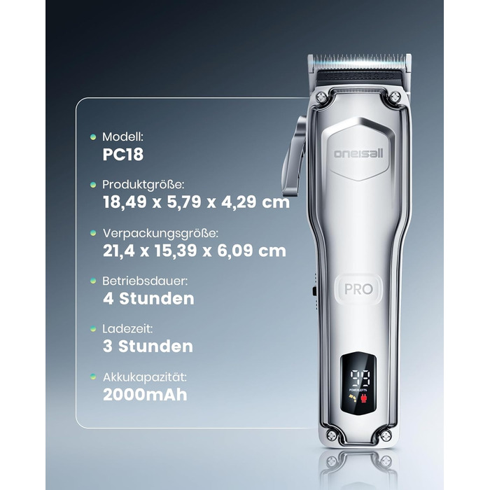 Машинка для стрижки собак з довгим та густим хутром Oneisall Profi Leise: професійна модель з нержавіючою сталею, для собак, котів та коней, час роботи до 4 годин