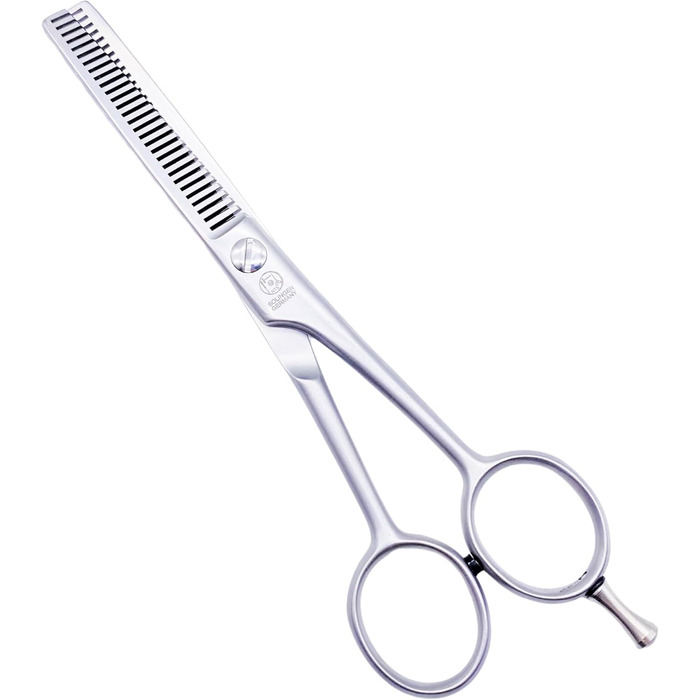 Ножиці для собак та домашніх тварин ROSTFREI, матові сатинові • Ножиці для моделювання шерсті (зубці з обох сторін) та фінішні ножиці, 1 шт.