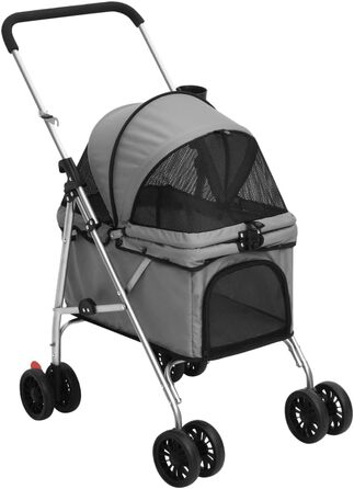 Складаний візок для собак vidaXL 76x50x100 см, сірий, оксфордська тканина, собачий візок-трансформер