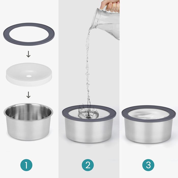 Миска для води для собак Belle Vous 2L з нержавіючої сталі Anti-Splash - миска для води без облизування для собак та котів