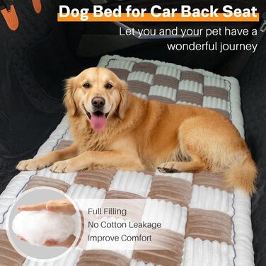 Незсувний авточохол для собак, килимок для домашніх тварин на заднє сидіння, водонепроникний та стійкий до подряпин килимок для подорожей, м'який захист для автомобілів, вантажівок та позашляховиків (63 x 138 см), в клітинку, темно-коричневий