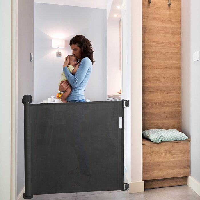 Захист для воріт Naizy Rollo 0-150см: сітка для собак, захист від дітей, ролетний тип, чорний 150см