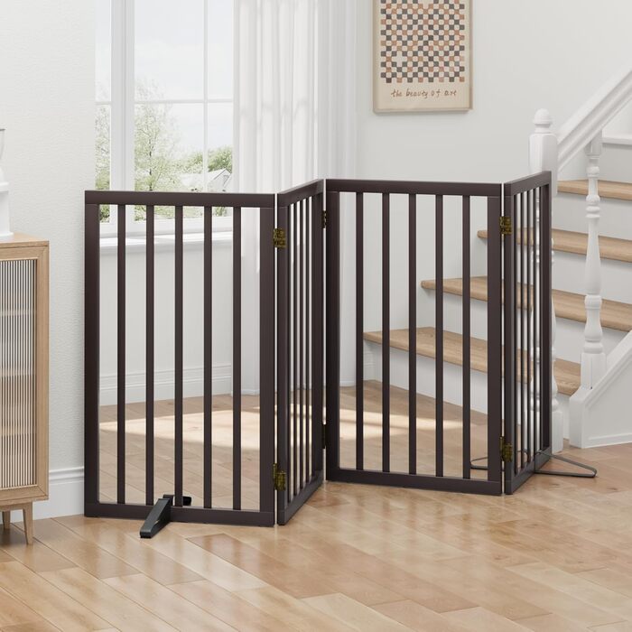 Захисне ґратка для собак з бамбука, перегородка для кімнати, 3 панелі, ширина 55