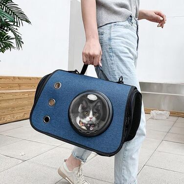Транспортна сумка для кота/собаки: переноска, дорожній аксесуар, складана сумка для маленьких та середніх тварин (блакитна)