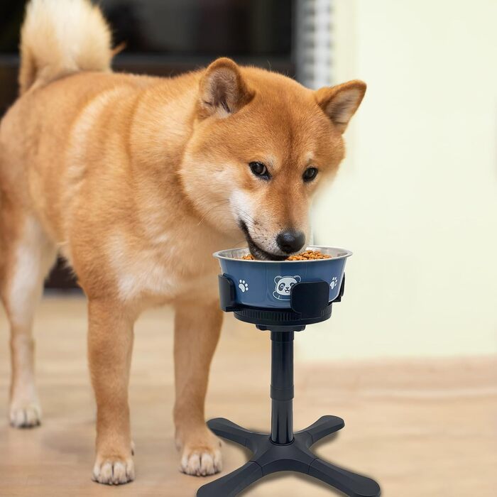 Підвищена годівниця для собак, регульована висота, 14 x 24 x 33.5 см, антиковзаюча, нахилена, з мискою