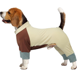 Піжама для собак Hjumarayan, еластичний комбінезон з блискавкою, повне покриття, довгі штанини, захист від бруду, прохолодний костюм-одяг для прогулянок та після операції, бежевий XL XL Beige