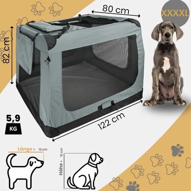 Складний переноска для собак та котів Petigi S (50x35x36 см) – темно-сіра. Сумка-переноска для авто, собак, котів, кроликів