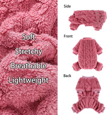 Пуловер для собак, фліс, теплий одяг для маленьких собак, котів, дівчаток та хлопчиків, піжами для чихуахуа (X-Small, Рожевий)
