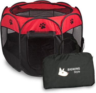 Вольєр для собак/котів BIGWING M/L, червоний, водовідштовхувальний, для цуценят та дорослих тварин