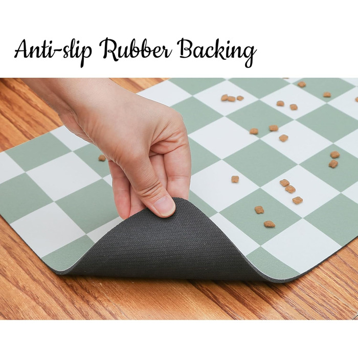 Килимок для годування собак Ralxion з водопоглинаючого матеріалу, в стилі ретро, шахова клітинка, бежевий/хакі, для собак, котів, цуценят, аксесуари для тварин, 30,5 x