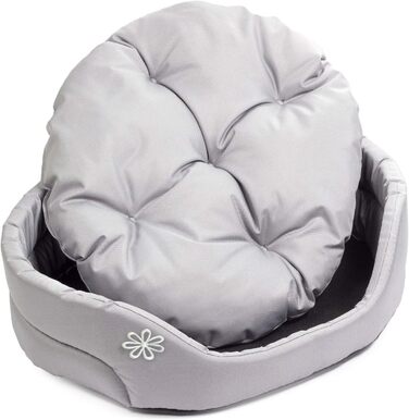 Крісло-ліжко для собак великих порід | Овальне м'яке ліжко для собак | Стійке до подряпин | Клітка-ліжко для собак | Поліестер, можна прати | XL (71x60 см), сірий колір