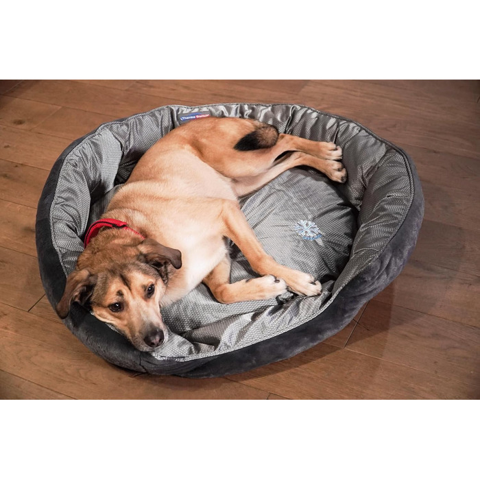Ортопедичне ліжко для собак Santorini – ізольоване двостороннє ліжко з м'якою піною для зняття тиску, підходить для літа та зими (XL, Сірий)