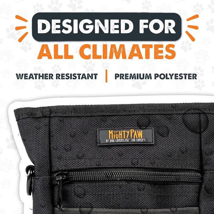 Футляр для ласощів Mighty Paw для собак, 2.0 | Сумка для тренування собак - Лотік для собак - Пет тренінг, сумка для ласощів з ремінцем - Магнітна застібка (Помаранчевий/Чорний)