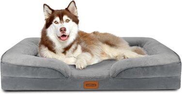 Ортопедичне ліжко для собак Nobleza, середній розмір, 71x58x17 см, з Memory Foam, сіре (135x107x17 см)