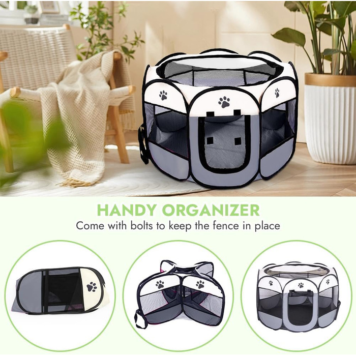 Клітка-забіг для цуценят та собак, складана, сірого кольору, 73x73x43 см