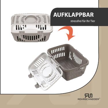 Транспортна переноска для котів Rohrschneider (сіра, велика) з ручкою