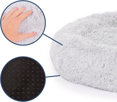 М'яке ліжко для собак Ceddie - кругленьке гніздечко для сну | діаметр 100 см, сірий світлий