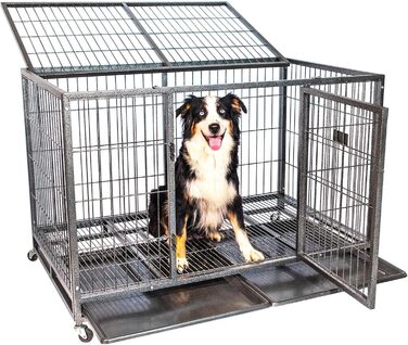 PAITSY Клітка для собак для дому MouvedyXL, 123x79x84 см, 2XL транспортна переноска з фіксованими колесами, складна, 2 двері, знімний піддон
