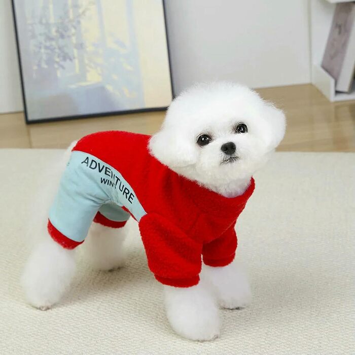 Піжама для собак, теплий зимовий одяг, термопіжама для маленьких собак, комбінезон, модна одяг для домашніх тварин, червоний колір, розмір XL