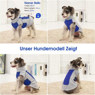 Теплий флісовий пуловер для собак - зимовий пуловер з подвійним шаром, розмір L, обхват грудей 48 см, обхват шиї 33 см, блакитний