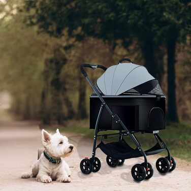 Візок для собак та котів, 2-в-1, сірий, до 15 кг, 56 x 24 x 61 см