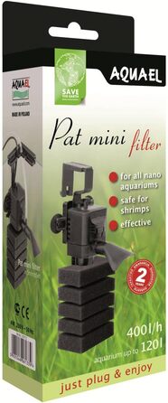Фільтр для акваріума AQUAEL PAT MINI з губкою для креветок, білий, до 120 л, 230 г