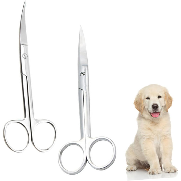 Професійна шерстьрізка для тварин DOITOOL: 2 шт. з нержавіючої сталі, пряма та вигнута насадки