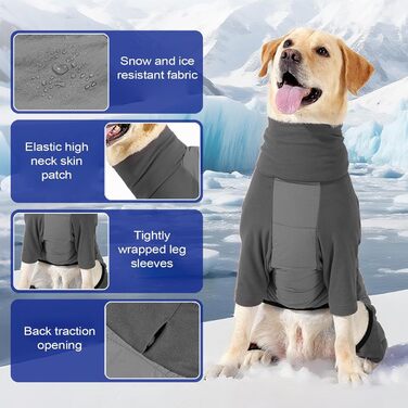 Зимовий теплий одяг для собак - теплий зимовий одяг з високим коміром, регульований, для малих, середніх та великих собак, для прогулянок, походів, кемпінгу (Сірий M)