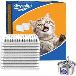 Змінний фільтр для фонтану KITTYSPOUT з нержавіючої сталі для котів, 10 штук + 2 губки