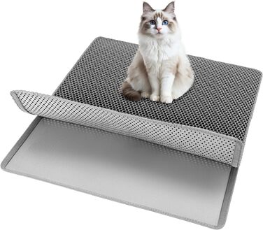 Килимок для котів QWORK® з двошаровим дизайном, 90x76 см, антиковзаюча підкладка, легко миється, для багатокотових сімей