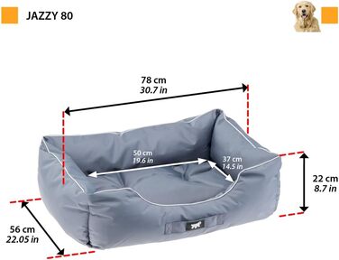 Ортопедичне ліжко для собак великих порід Ferplast: м'яка, водонепроникна лежанка з знімним чохлом, 110 x 70 x 8 см, сірий колір