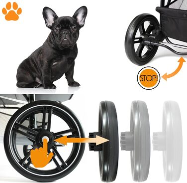 COOPER Складаний візок для собак до 32 кг | Регульована висота, кошик для покупок, Soft Touch ручки, світловідбиваючі елементи | Ідеальний для транспортування тварин – Сірий