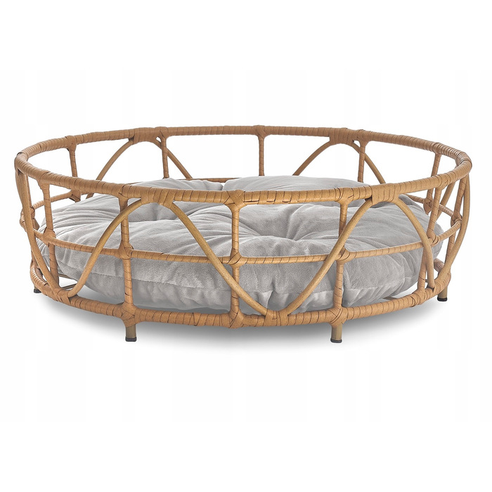 Лежак-кошик для собак та котів з велюровою подушкою – стильний та зручний