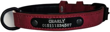 Шкіряний ошийник для собак та котів з персональним гравіюванням Jack & Be - червоний, розмір M