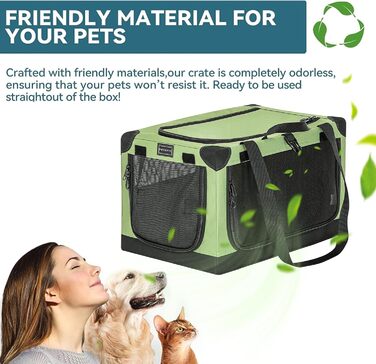 Складана транспортна сумка Petsfit для собак і котів XS, зелена, для подорожей та авто, міцна тканина, регульований чохол, посилені шви