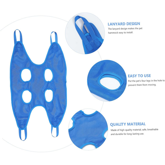Гамак для грумінгу собак з машинкою для грумінгу та кусачками для нігтів. Практичний та безпечний гамак для догляду за домашніми тваринами. Колір: блакитний