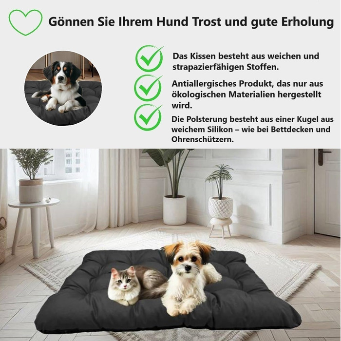 Килимок для собак KING DOG L 100 x 70 см, чорний, водонепроникний, для великих і середніх собак