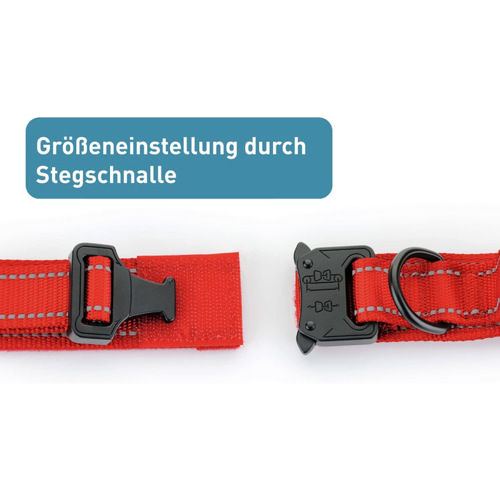 Нашийник для собак PetTec з неопрену та нейлону з ручкою, м'який, регульований, водонепроникний, комплект з повідком, червоний, розмір L (51-61 см)