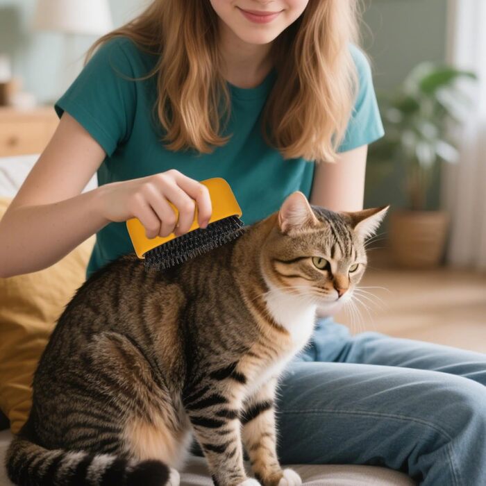 Щітка для котів для видалення шерсті та розплутування | Аксесуар для догляду за довговолосими собаками та котами. Біла (жовта)