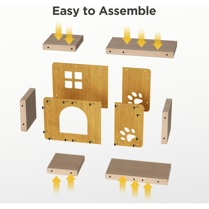 Кігтеточка для котів Gimars 100x30x30 см з м'ячем, тунелем та картонною поверхнею. Великий дім-будинок XXL для котів, захист меблів.