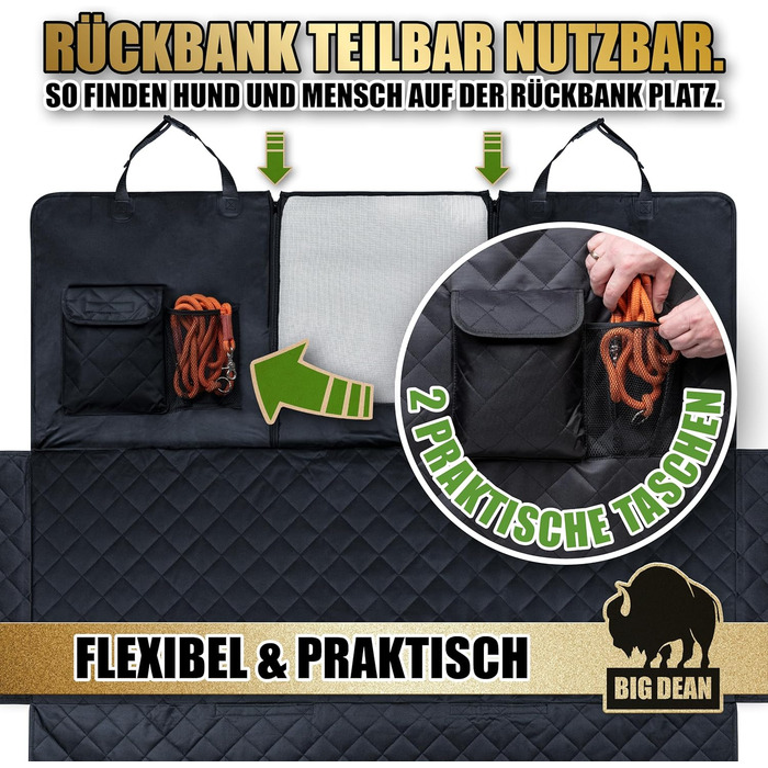 Захисна накидка на заднє сидіння авто BigDean Premium - водовідштовхувальна, для собак, універсальна