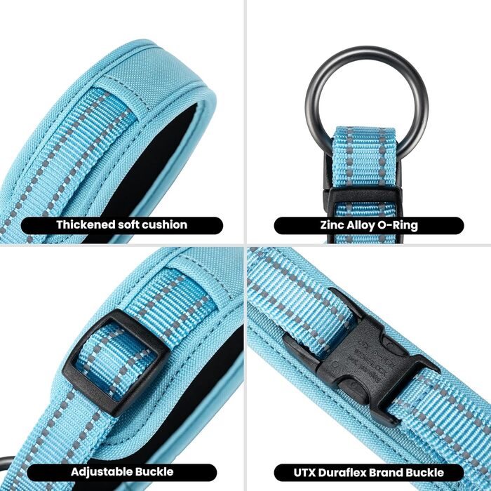 Нашийник для собак Exceent Eite Spanker: міцний, регульований, для навчання та прогулянок, чорний/блакитний (L)