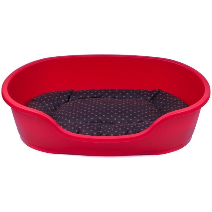 Корзина для собак Adena, 58 x 38 см, червона + подушка з принтами, 58 x 38 x 20 см