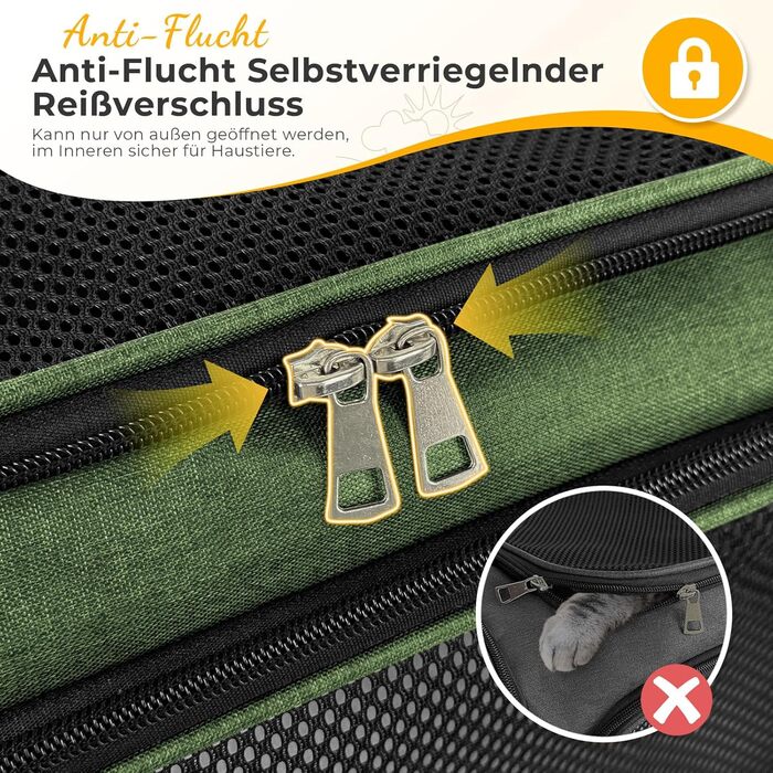 Транспортна сумка для кота/собаки до 5 кг, складана, з плечовим ременем, 50 x 34 x 34 см, зелена