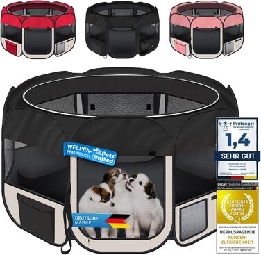 Вольєр для цуценят і домашніх тварин All Pets United XXL, чорний-бежевий, для собак, котів, кроликів та дрібних тварин, для дому та вулиці